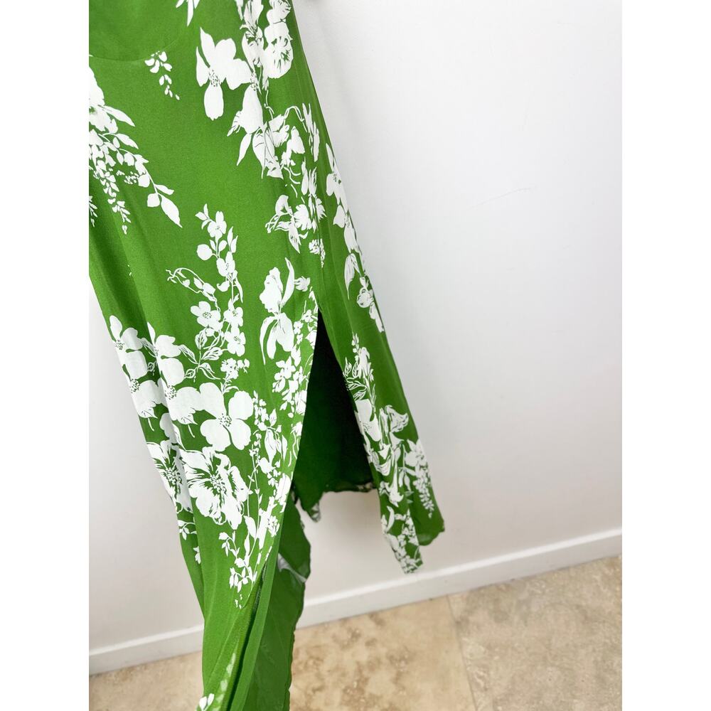 Reformation Twilight Mystique Midi Dress Floral Viscose Green Square Neck US 8 - Picture 5 of 10
